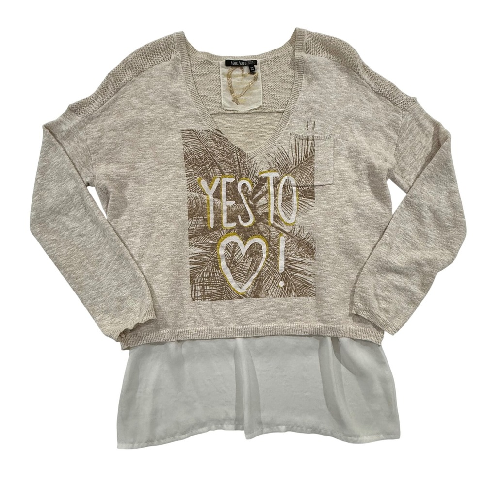 MARC AUREL Yes To Love Women Italian Yarn Sweater with Cami Size 38 W360